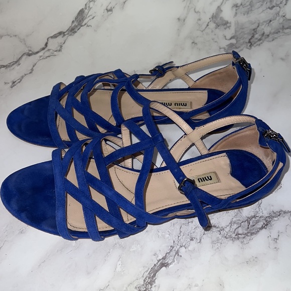 Miu Miu Strappy Suede Flat Sandals - Picture 6 of 6